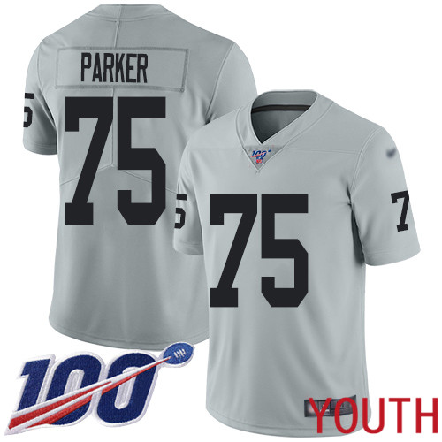 Oakland Raiders Limited Silver Youth Brandon Parker Jersey NFL Football 75 100th Season Inverted Jersey